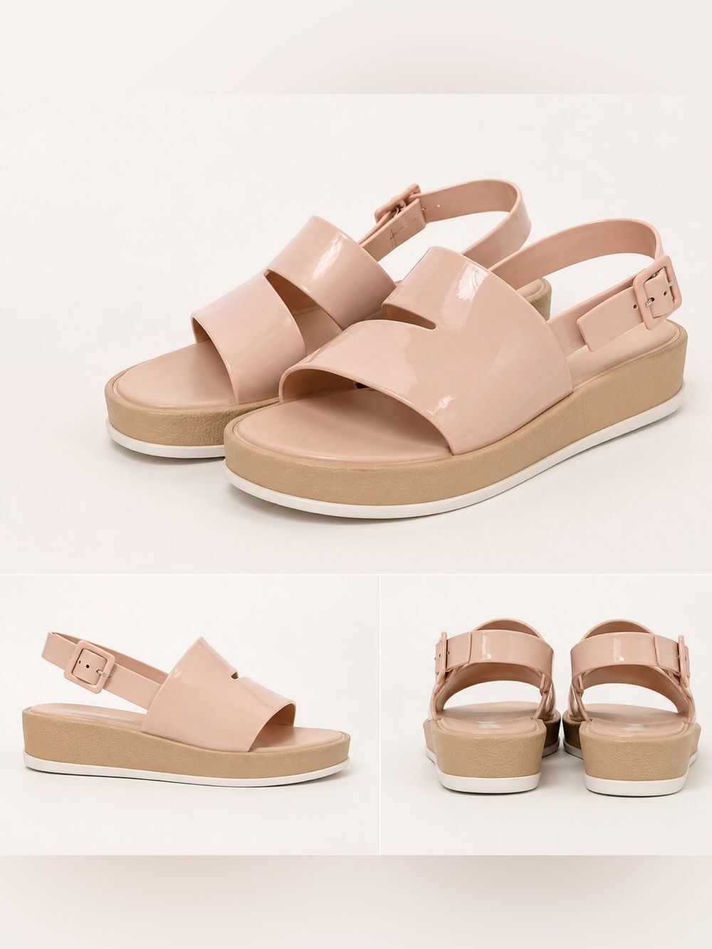 Melissa Blush Pink Flatform Jelly Sandals Slingback Platform Shoes Size 8